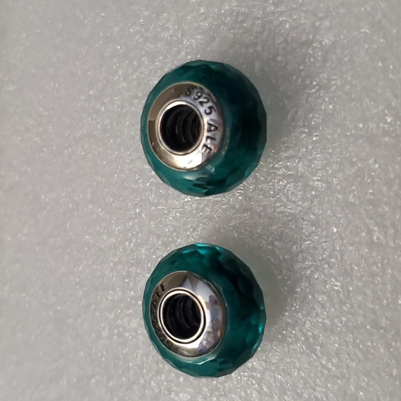 2 pc PANDORA GLASS BEAD CHARMS - Picture 5 of 5